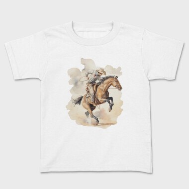 Cowboy Riding Horse Bucking, Tricou Copii