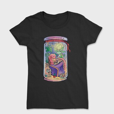 Cozy Worm Reading Books Jar Chill, Tricou Femei