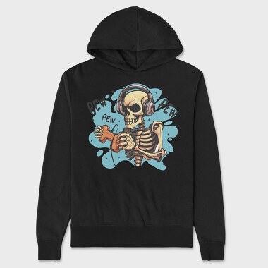 Creepy Skeleton Playing Videogames, Hanorac Oversize Barbati (Unisex)