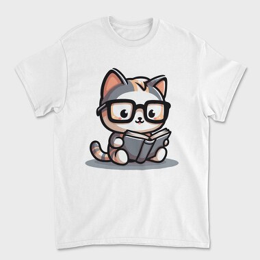 Clever Cat Reading, Tricou Barbati (Unisex)