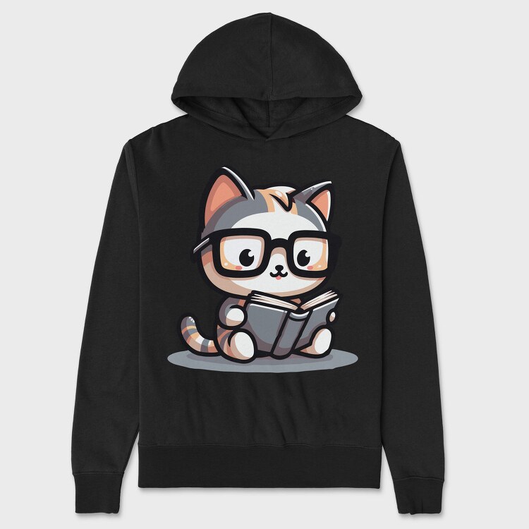 Clever Cat Reading, Hanorac Oversize Barbati (Unisex)