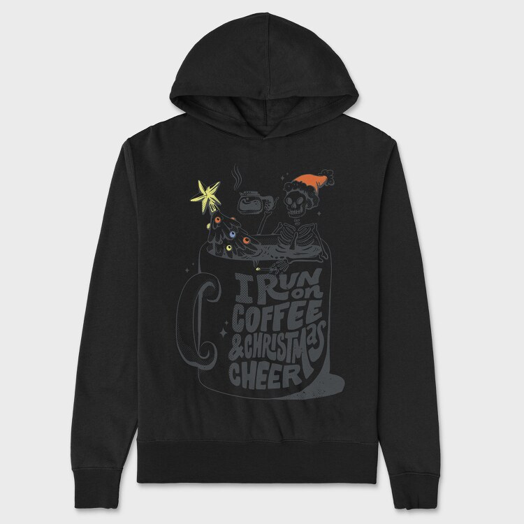 Coffee Christmas Skeleton Anti Santa Addicted, Hanorac Oversize Barbati (Unisex)