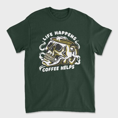 Coffee Skull Cofee Hellps, Tricou Barbati (Unisex)