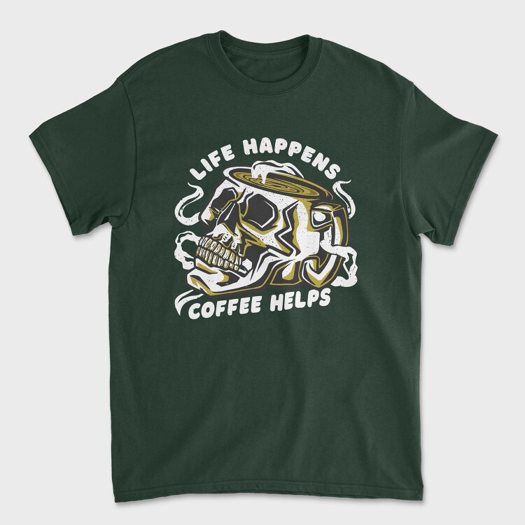 Coffee Skull Cofee Hellps, Tricou Barbati (Unisex)