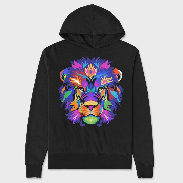 Colorful Lion Head, Hanorac Oversize Barbati (Unisex)