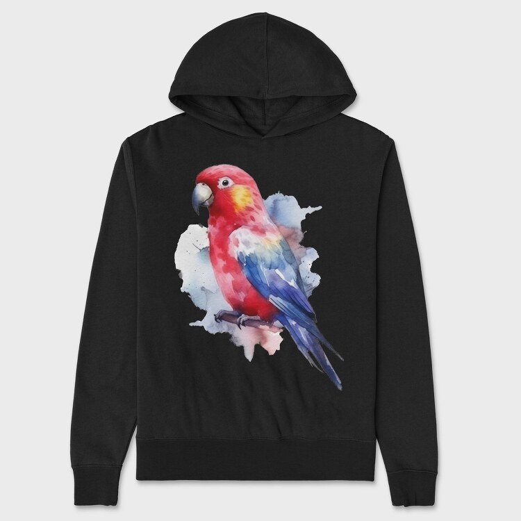 Colorful Parrot Magnificent Rosella Watercolor, Hanorac Oversize Barbati (Unisex)