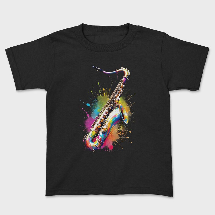 Colorful Saxophone With Splashes, Tricou Copii