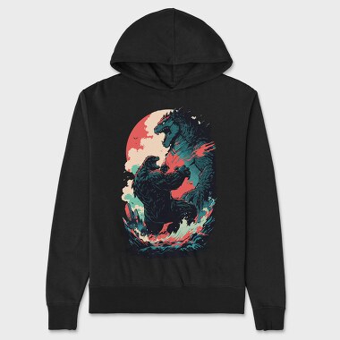 Comic Monsters Fighting Godzilla, Hanorac Oversize Barbati (Unisex)