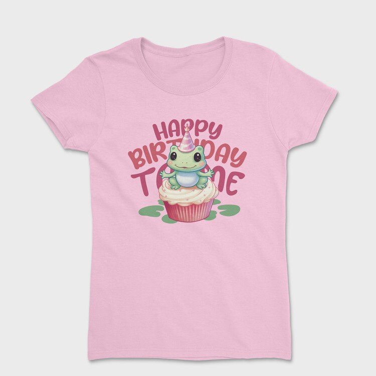 Cute Frog On Cupcake Birthday Mug, Tricou Femei