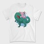 Axolotl Riding Dinosaur Trex, Tricou Barbati (Unisex)