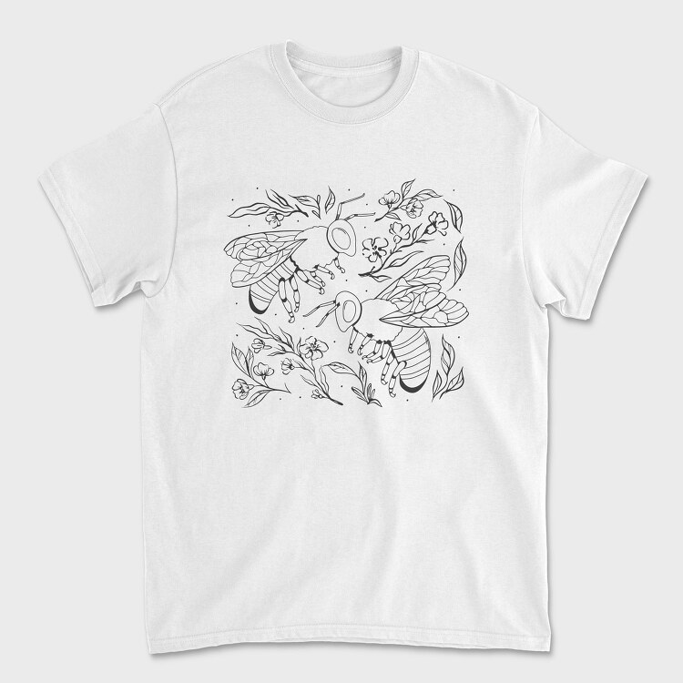 Bees And Plants Flowers, Tricou Barbati (Unisex)