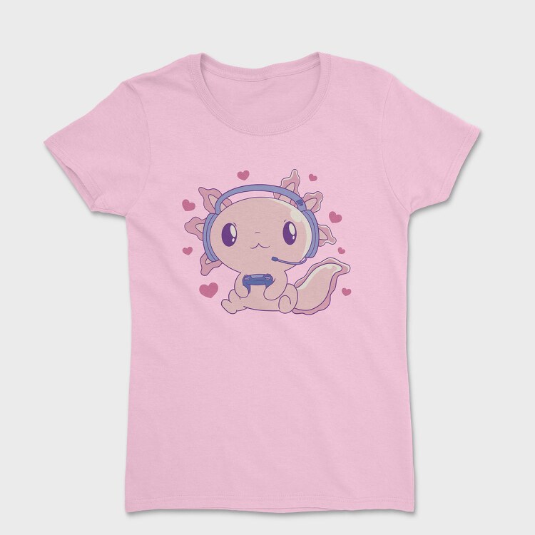 Cute Axolotl Playing Videogames Gaming, Tricou Femei