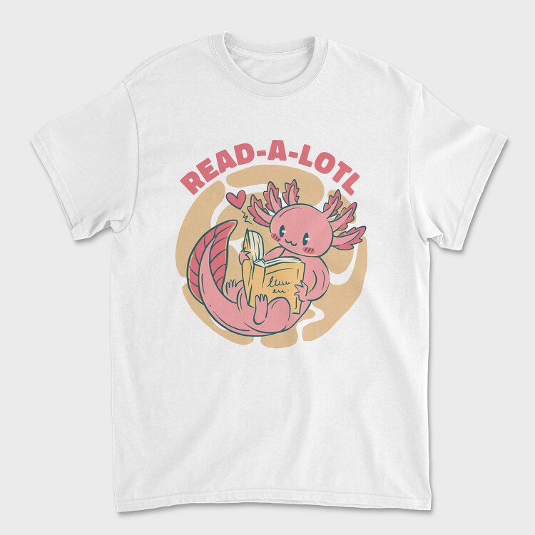 Cute Axolotl Reading Book, Tricou Barbati (Unisex)