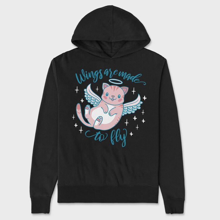 Cute Cat Angel Wings Are Made To Fly Mug, Hanorac Oversize Barbati (Unisex)