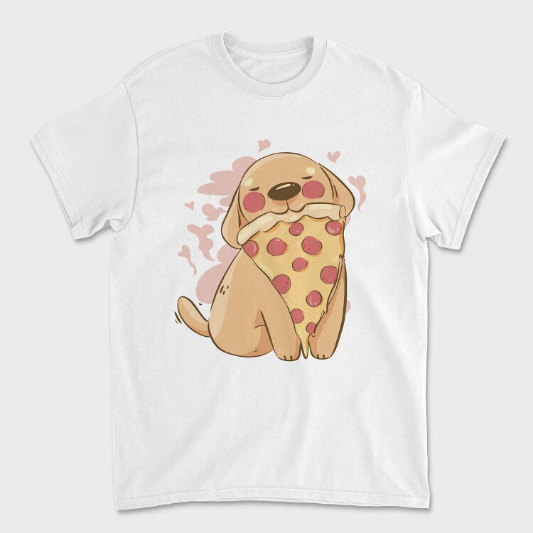 Cute Dog Pet Eating Pizza, Tricou Barbati (Unisex)