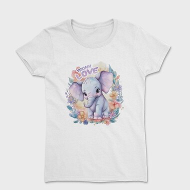 Cute Elephant In Nature Watercolor Tote, Tricou Femei