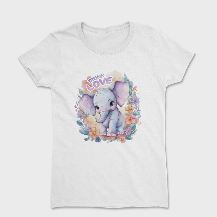 Cute Elephant In Nature Watercolor Tote, Tricou Femei
