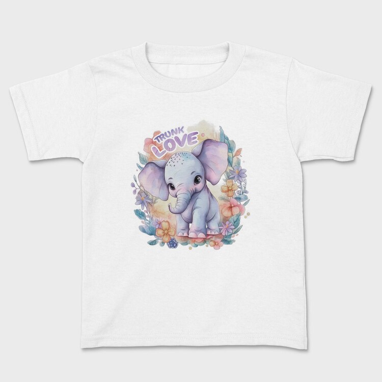 Cute Elephant In Nature Watercolor Tote, Tricou Copii