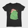Cute Frog With Mushroom Sitting Cottage Core, Tricou Femei