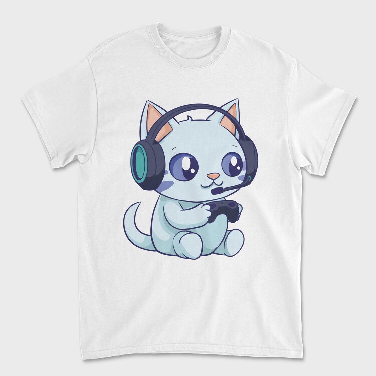 Cute Gamer Cat, Tricou Barbati (Unisex)