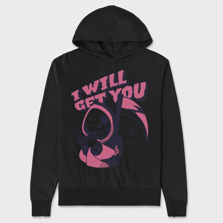 Cute Grim Reaper Halloween Skull, Hanorac Oversize Barbati (Unisex)