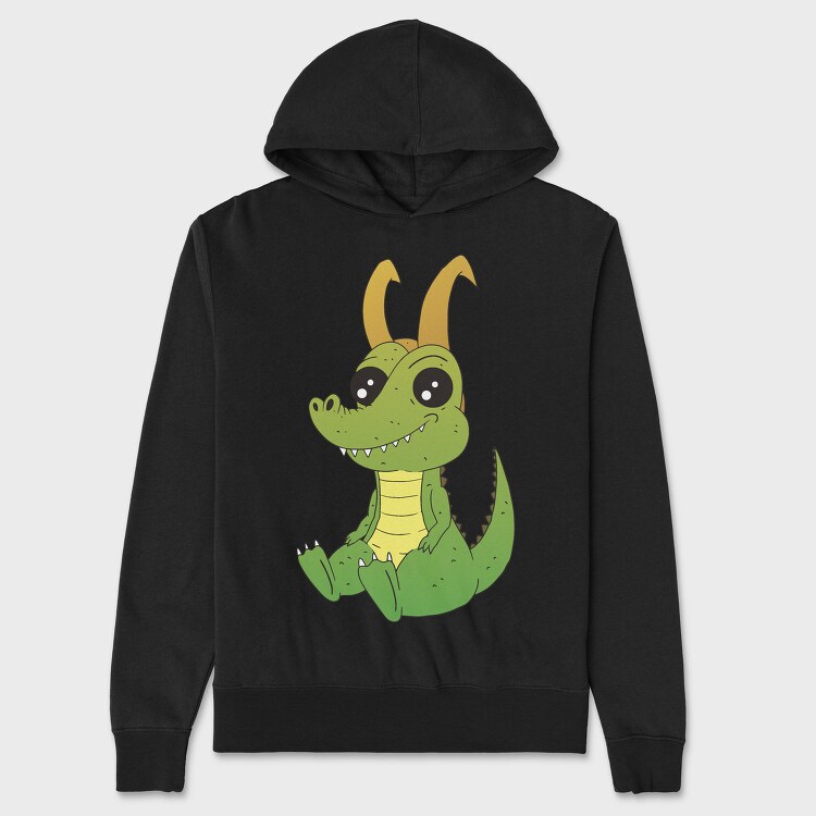 Cute Horned Crocodile Golden Horns, Hanorac Oversize Barbati (Unisex)