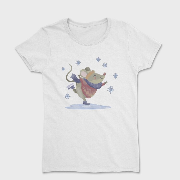 Cute Mouse Skating Mug, Tricou Femei