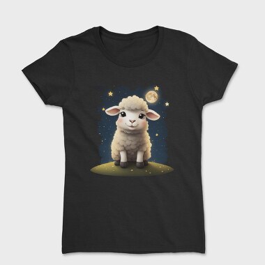 Cute Sheep And Moon, Tricou Femei