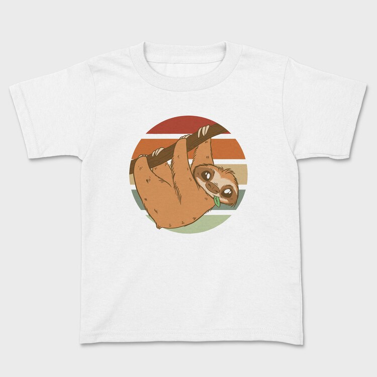 Cute Sloth In Retro Sunset, Tricou Copii