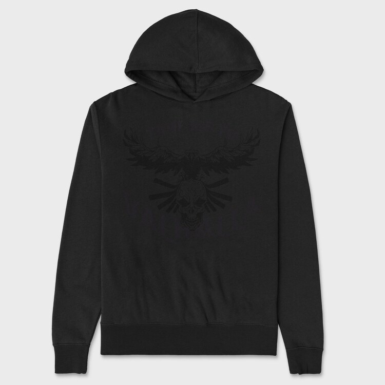 Bird Flying On Skull Crow Front, Hanorac Oversize Barbati (Unisex)