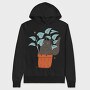 Black Cat In A Pot Of Houseplants, Hanorac Oversize Barbati (Unisex)