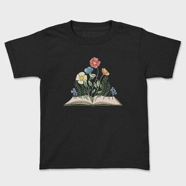 Book With Flowers Watercolor, Tricou Copii