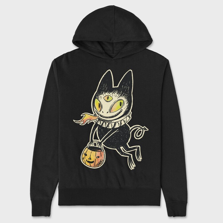 Demon Cat Illustration, Hanorac Oversize Barbati (Unisex)