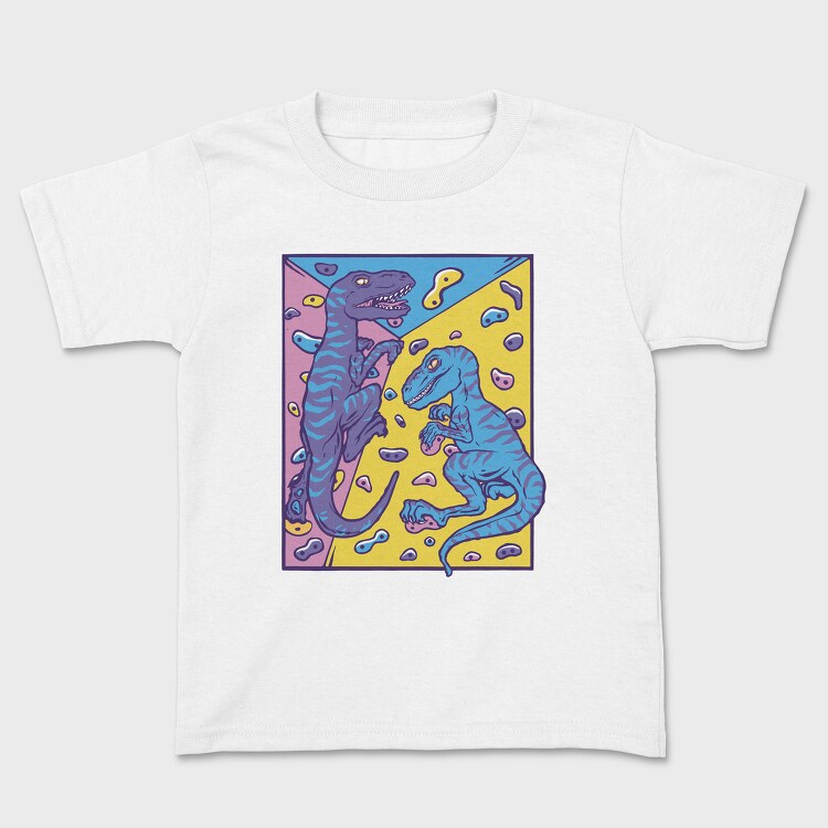 Dinosaurs Indoor Rock Climbing Velociraptor, Tricou Copii