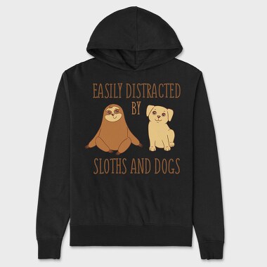 Distracted Sloths And Dogs, Hanorac Oversize Barbati (Unisex)