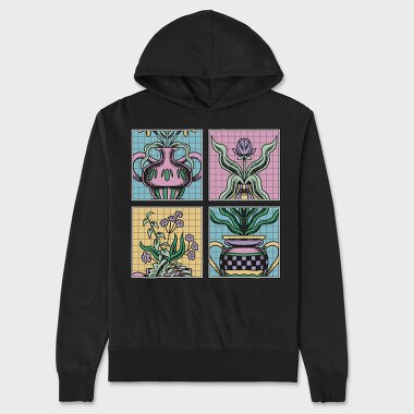 Four Flower Vase Tote, Hanorac Oversize Barbati (Unisex)