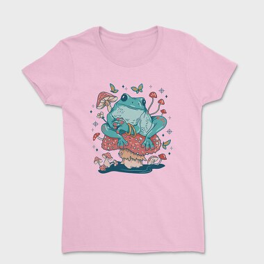 Frog In A Mushroom Cottagecore Pillow, Tricou Femei