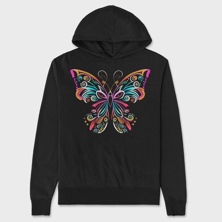 Bright Colored Butterfly Colorful, Hanorac Oversize Barbati (Unisex)