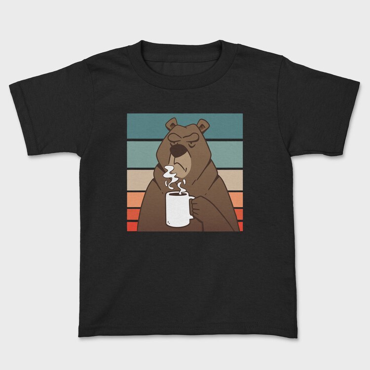 Brown Bear With Coffee Grumpy, Tricou Copii