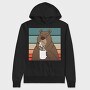 Brown Bear With Coffee Grumpy, Hanorac Oversize Barbati (Unisex)