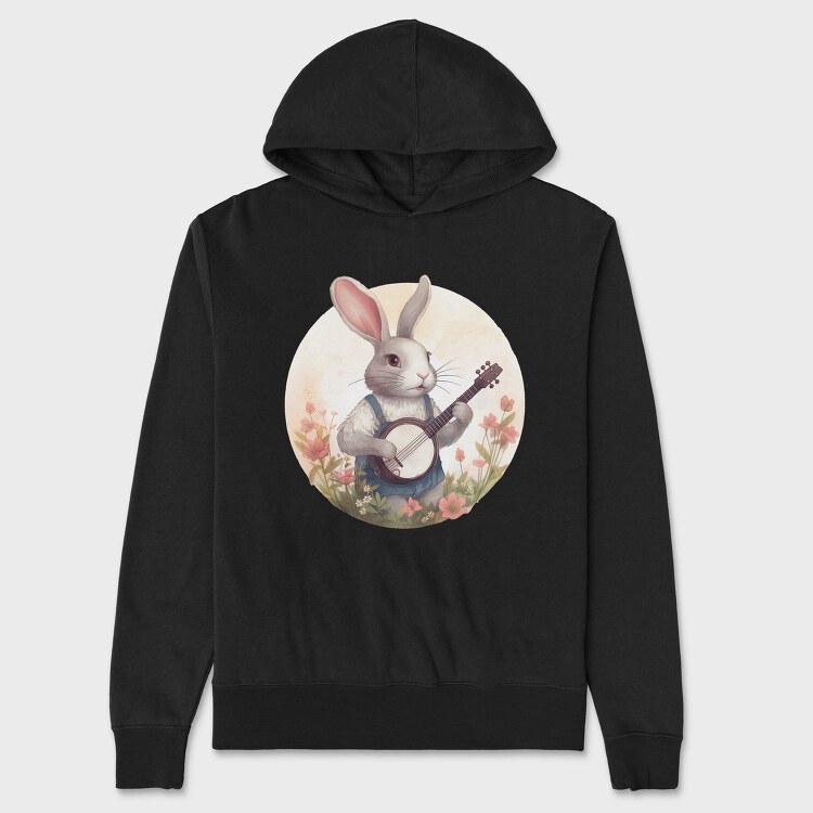 Bunny Playing Banjo Cottagecore, Hanorac Oversize Barbati (Unisex)