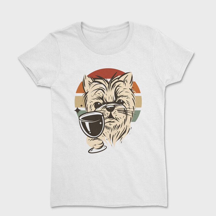 Dog Drinking Wine Wine, Tricou Femei