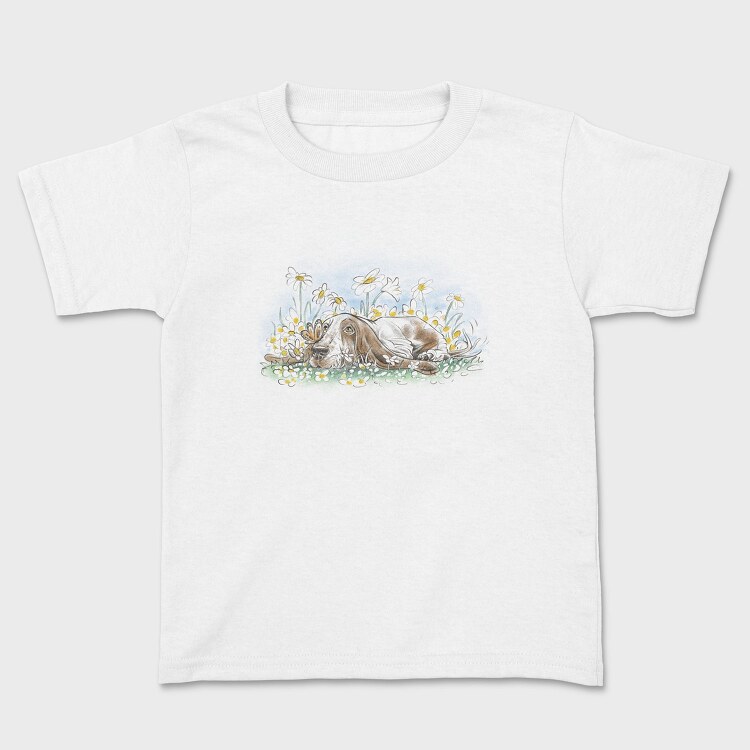 Dog On Flower Field Lying, Tricou Copii