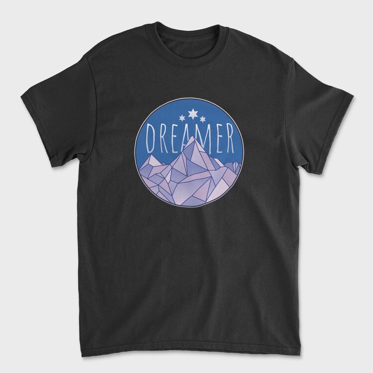 Dreamer Word And Mountains, Tricou Barbati (Unisex)