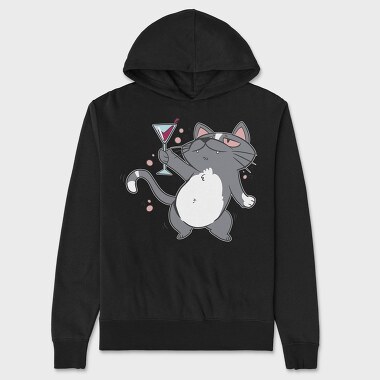 Drunk Cat With Drink, Hanorac Oversize Barbati (Unisex)