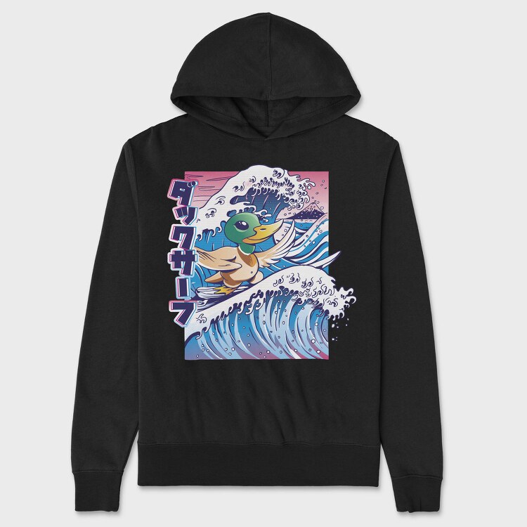 Duck Surfing Surf Vaporwave, Hanorac Oversize Barbati (Unisex)