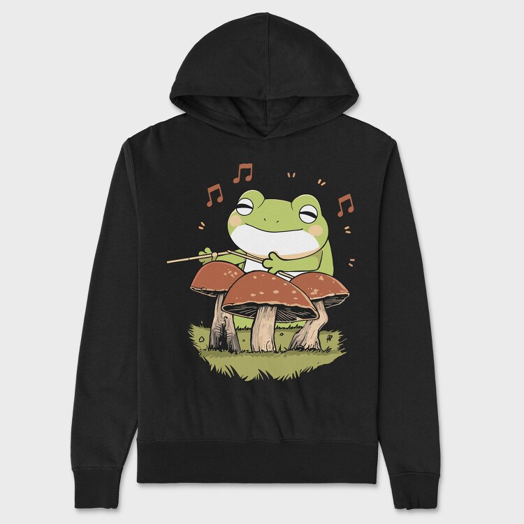 Frog Playing Drums Mushroom, Hanorac Oversize Barbati (Unisex)