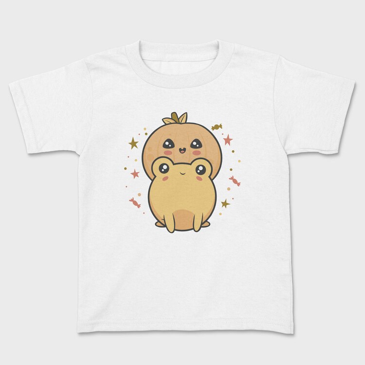 Frog With Pumpkin Kawaii, Tricou Copii