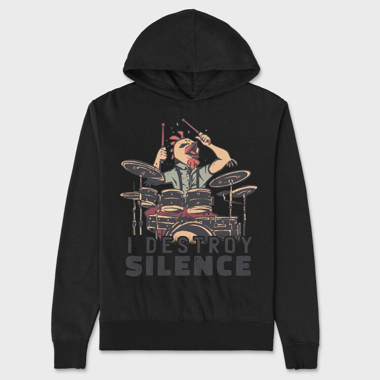 I Destroy Silence Drums Chicken, Hanorac Oversize Barbati (Unisex)