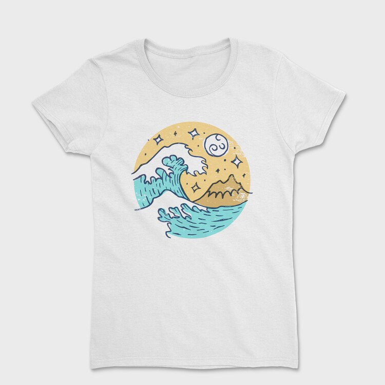 Illustrated Waves And Beach 05, Tricou Femei